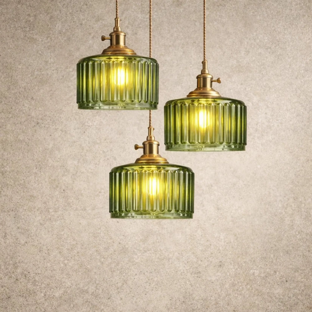 Luminaire Suspension Verre - Verre Cylindrique Vintage | Verrelia -  |   Delvanie