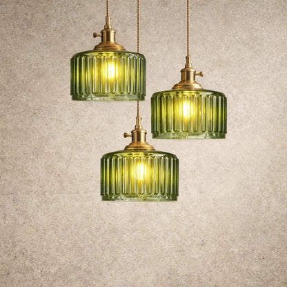 Luminaire Suspension Verre - Verre Cylindrique Vintage | Verrelia -  |   Delvanie