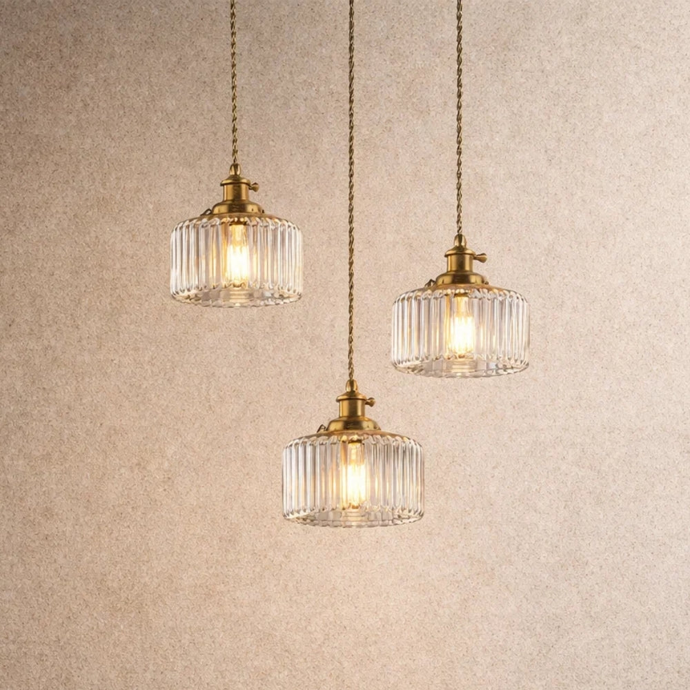 Luminaire Suspension Verre - Verre Cylindrique Vintage | Verrelia -  |   Delvanie