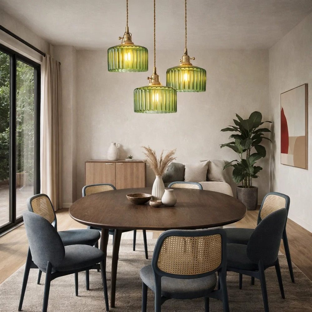 Luminaire Suspension Verre - Verre Cylindrique Vintage | Verrelia -  |   Delvanie