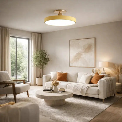 Plafonnier Led Rond - Halo Doré Minimaliste | Auryel -  |   Delvanie