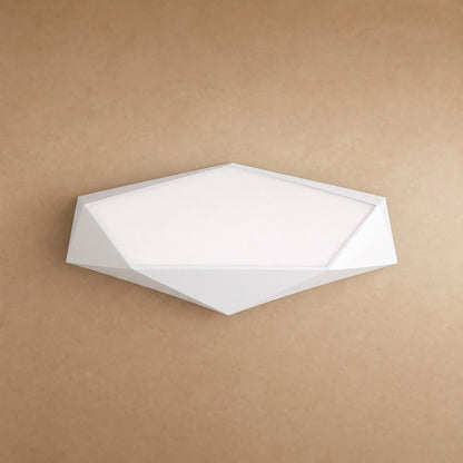Plafonnier plat pentagone facetté blanc, packshot | Delvanie