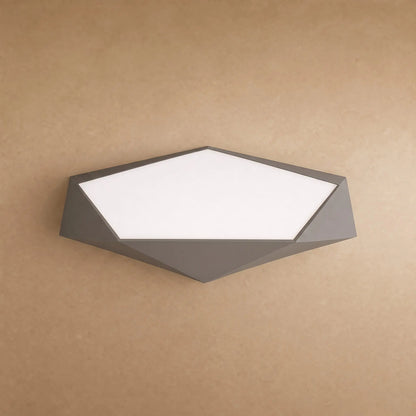 Plafonnier plat pentagone facetté gris, packshot | Delvanie