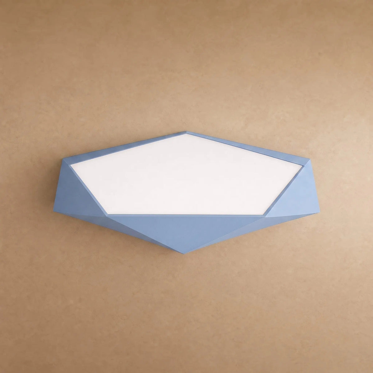 Plafonnier plat pentagone facetté bleu, packshot | Delvanie