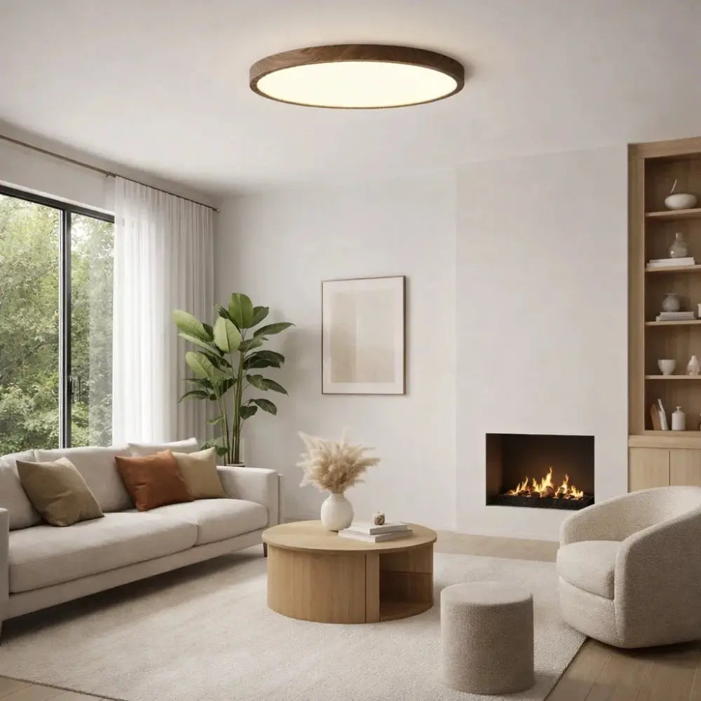 Plafonnier Rond Led - Cercle Bois Épuré | Lunarys -  |   Delvanie