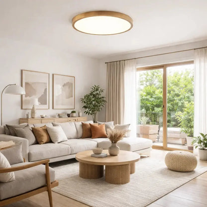 Plafonnier Rond Led - Cercle Bois Épuré | Lunarys -  |   Delvanie