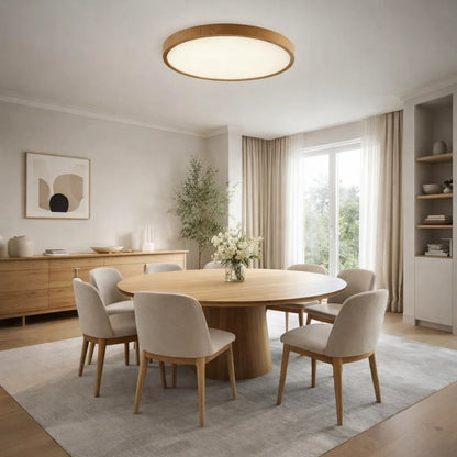 Plafonnier Rond Led - Cercle Bois Épuré | Lunarys -  |   Delvanie