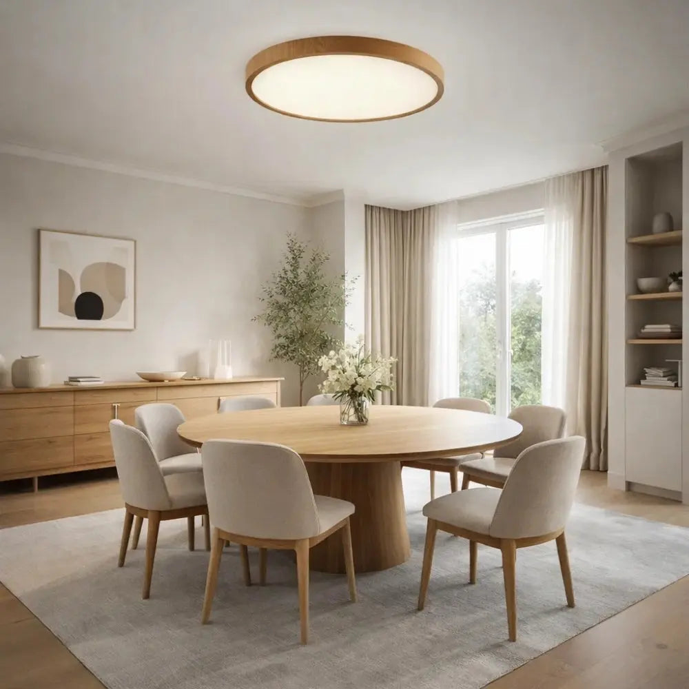 Plafonnier Rond Led - Cercle Bois Épuré | Lunarys -  |   Delvanie