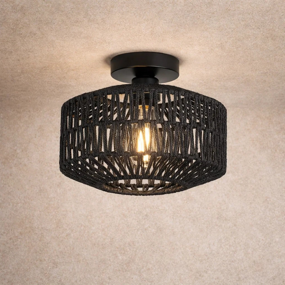 Plafonnier en Rotin - Halo Bohème Tressé | Ravena -  |   Delvanie