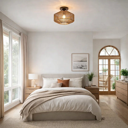 Plafonnier en Rotin - Halo Bohème Tressé | Ravena -  |   Delvanie