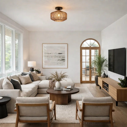 Plafonnier en Rotin - Halo Bohème Tressé | Ravena -  |   Delvanie