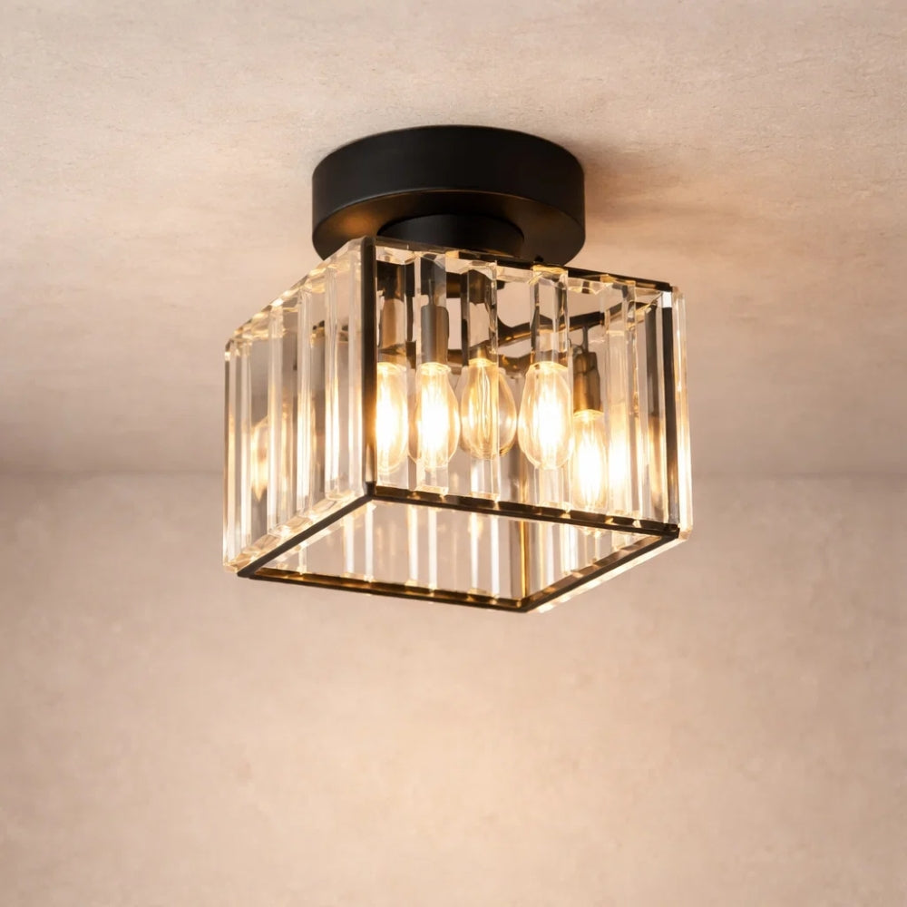 Plafonnier en Verre - Éclat Cristal Noir | Lyressa -  |   Delvanie