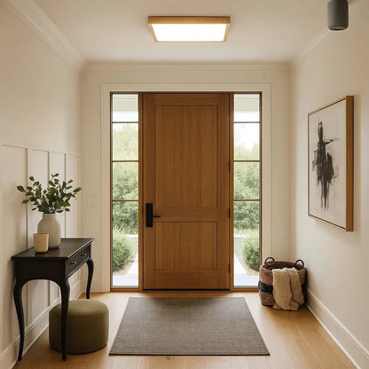 Plafonnier Led Carré - Cadre Bois Intuitif | Quadréos -  |   Delvanie