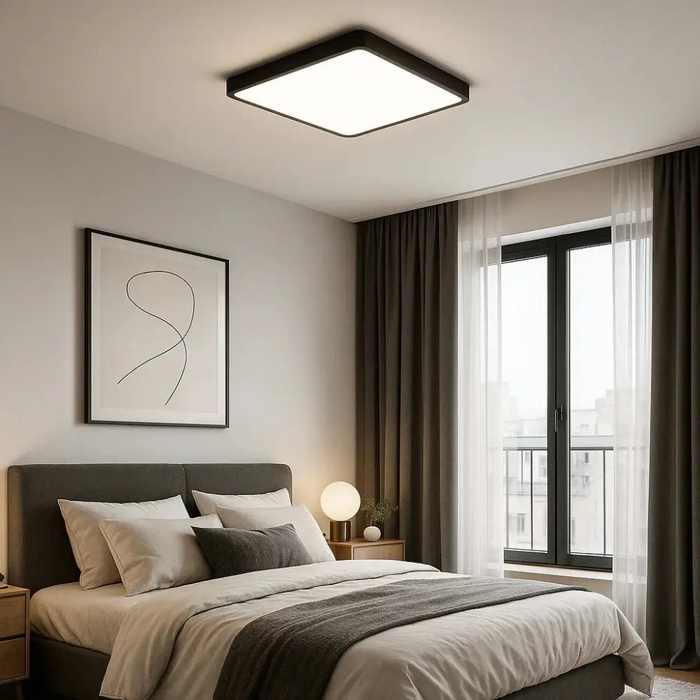 Plafonnier Led Carré - Cadre Bois Intuitif | Quadréos -  |   Delvanie