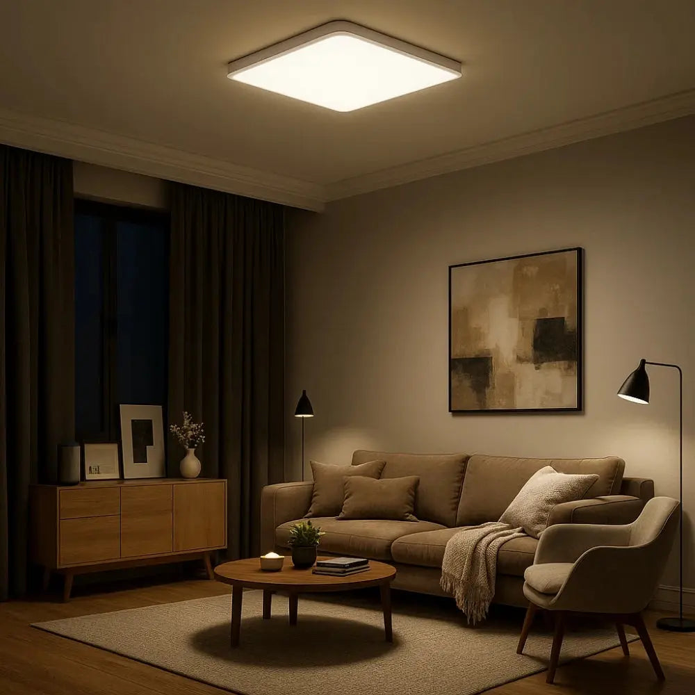 Plafonnier Led Carré - Cadre Bois Intuitif | Quadréos -  |   Delvanie