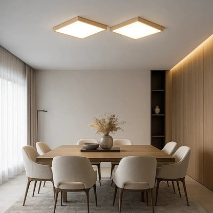 Plafonnier Led Carré - Cadre Bois Intuitif | Quadréos -  |   Delvanie