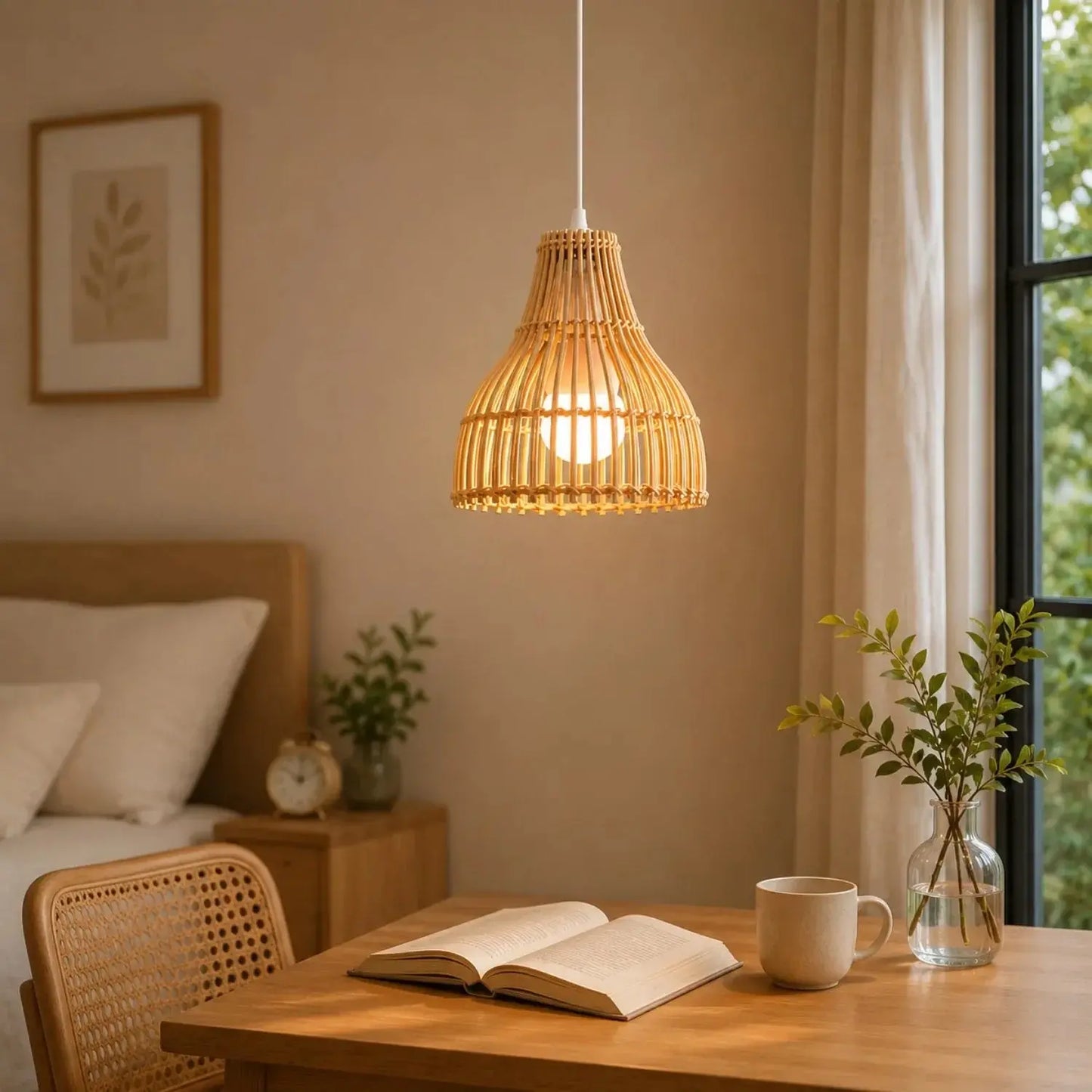 Suspension Bambou Cuisine - Îlot Tressé Main | Ilonéa -  Suspension luminaire Delvanie