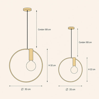 Dimensions de la suspension chevet Miralto, Ø 30 cm et Ø 20 cm | Delvanie