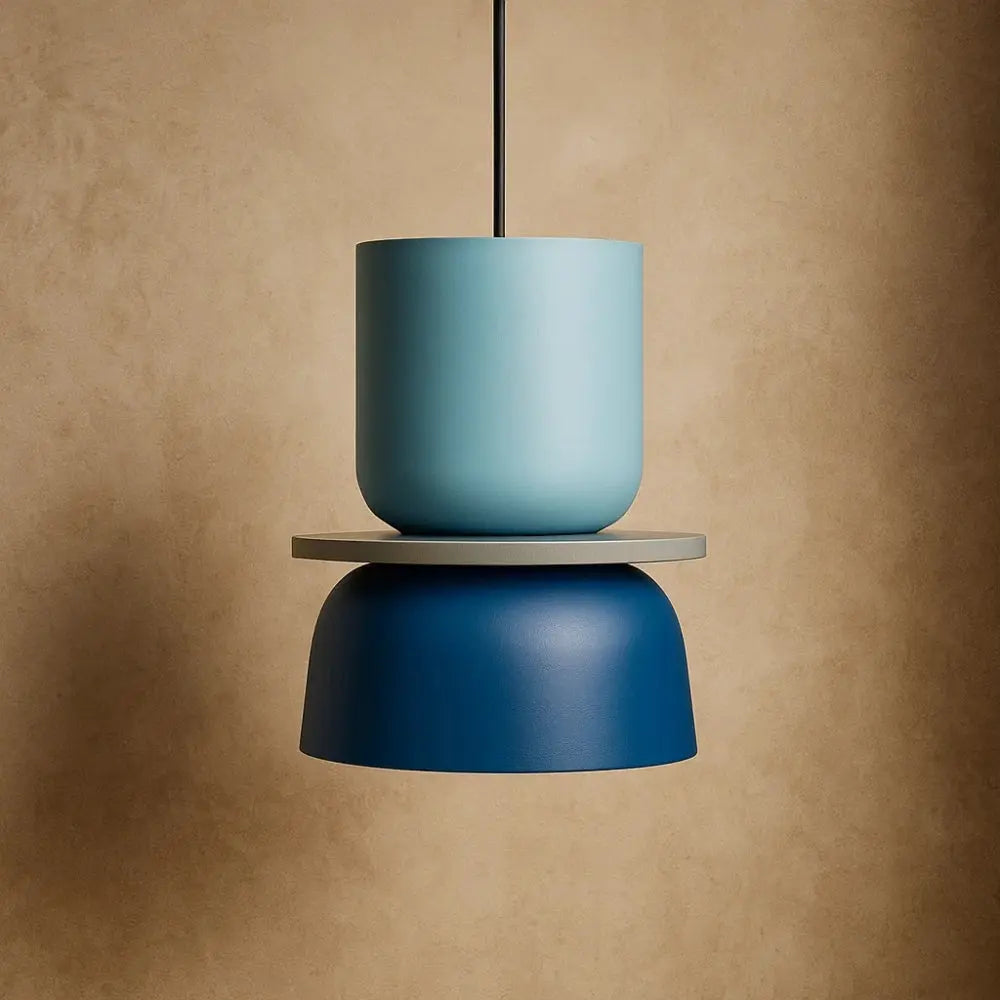 Suspension Luminaire Design - Harmonie Épurée | Novara - Bleu Clair / Bleu / 18.5x24cm |   Delvanie