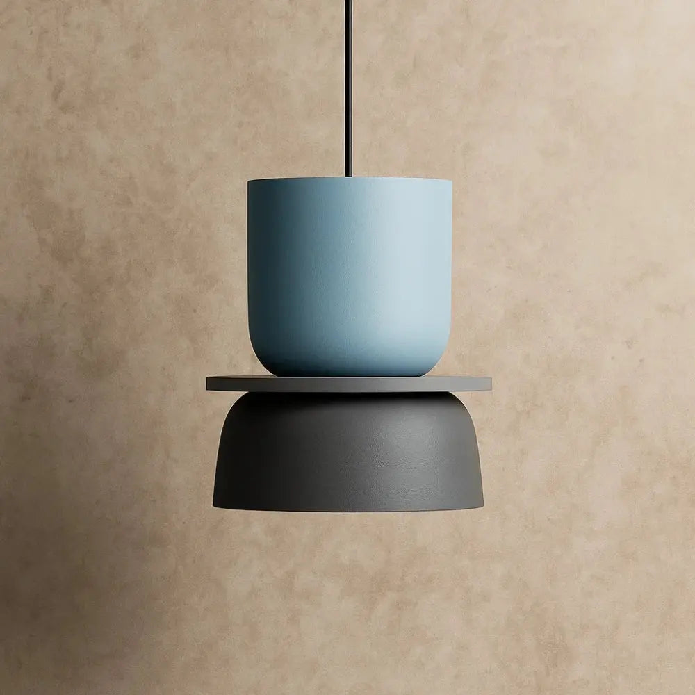 Suspension Luminaire Design - Harmonie Épurée | Novara - Bleu Clair / Gris / 18.5x24cm |   Delvanie