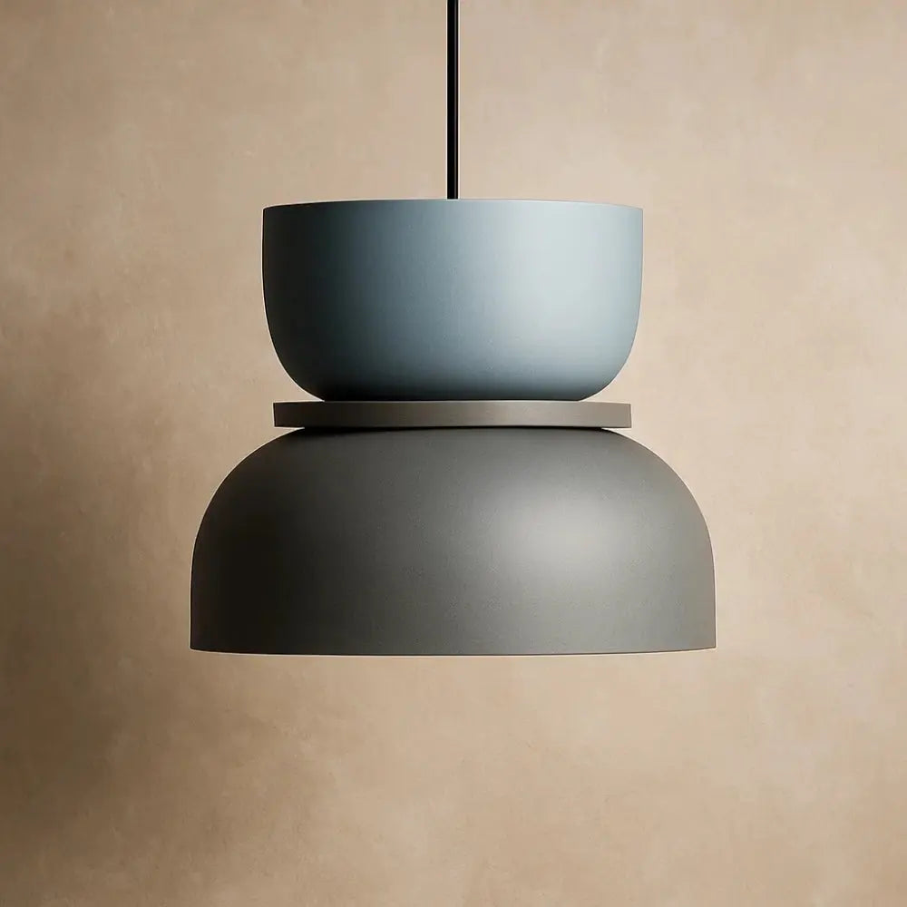 Suspension Luminaire Design - Harmonie Épurée | Novara - Bleu Clair / Gris / 22x22cm |   Delvanie