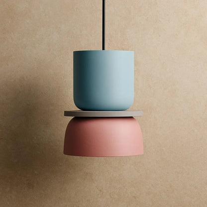 Suspension Luminaire Design - Harmonie Épurée | Novara - Bleu Clair / Rose / 18.5x24cm |   Delvanie