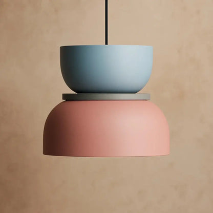 Suspension Luminaire Design - Harmonie Épurée | Novara - Bleu Clair / Rose / 22x22cm |   Delvanie