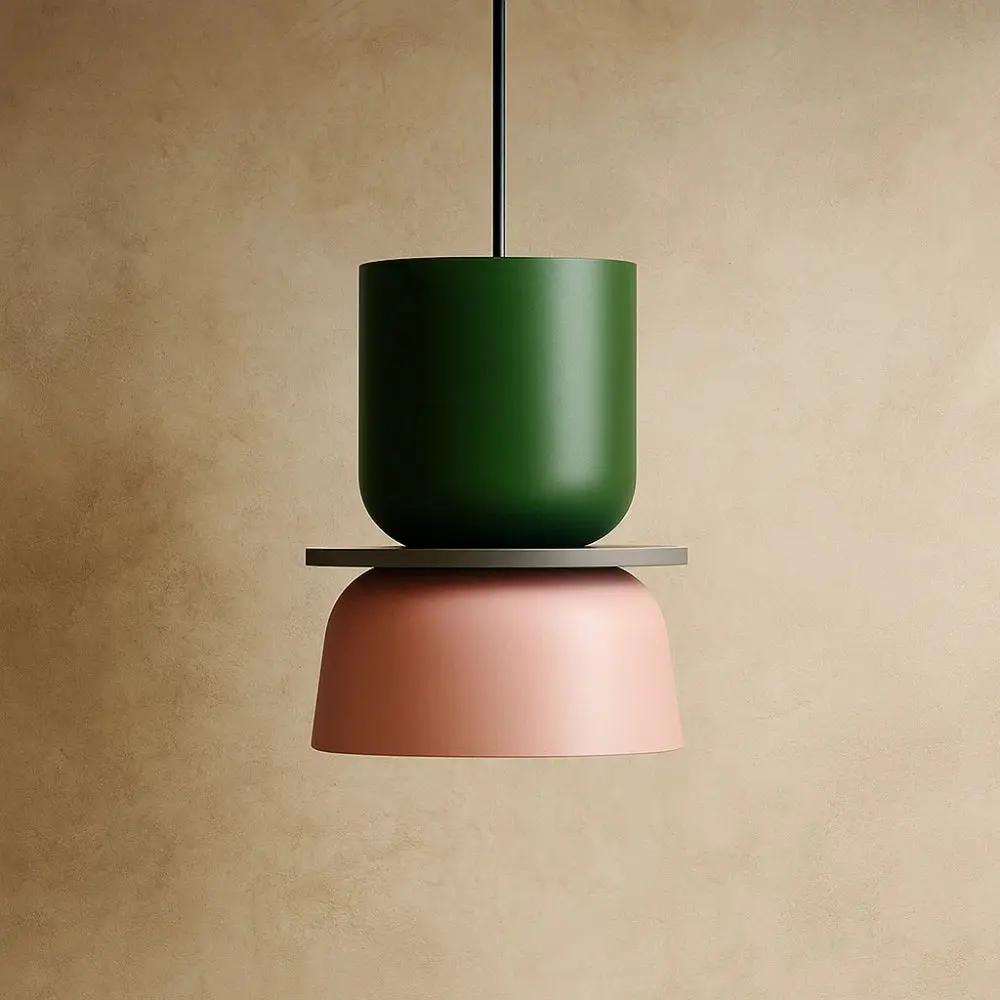 Suspension Luminaire Design - Harmonie Épurée | Novara - Vert / Rose / 18.5x24cm |   Delvanie
