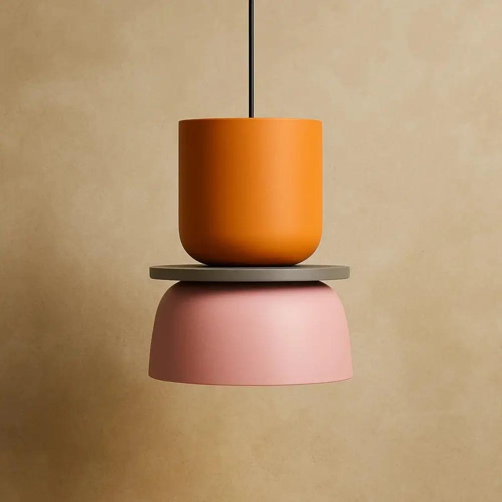 Suspension Luminaire Design - Harmonie Épurée | Novara - Orange / Rose / 18.5x24cm |   Delvanie