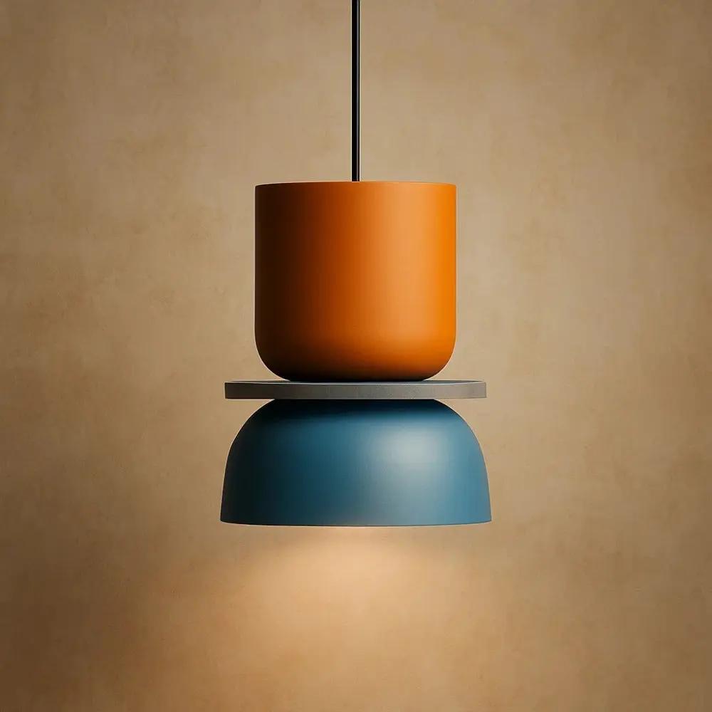 Suspension Luminaire Design - Harmonie Épurée | Novara - Orange / Bleu / 18.5x24cm |   Delvanie