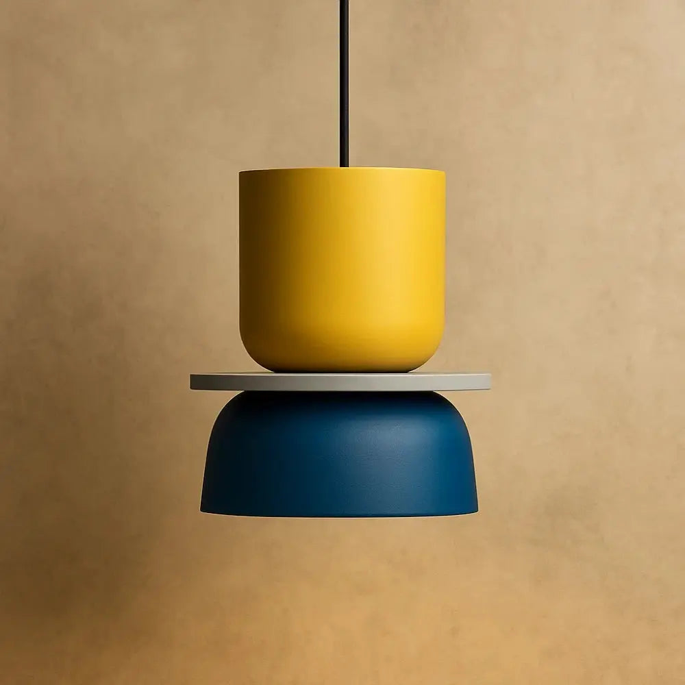 Suspension Luminaire Design - Harmonie Épurée | Novara - Jaune / Bleu / 18.5x24cm |   Delvanie