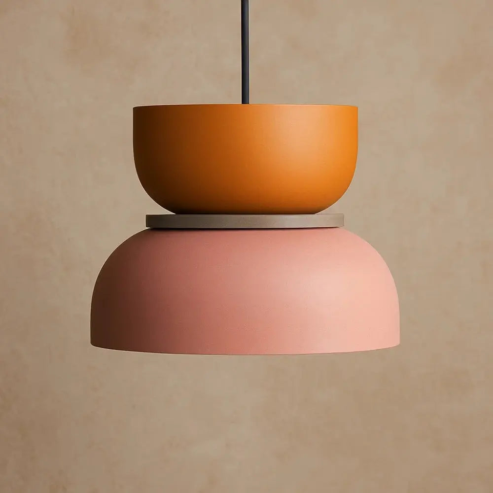 Suspension Luminaire Design - Harmonie Épurée | Novara - Orange / Rose / 22x22cm |   Delvanie