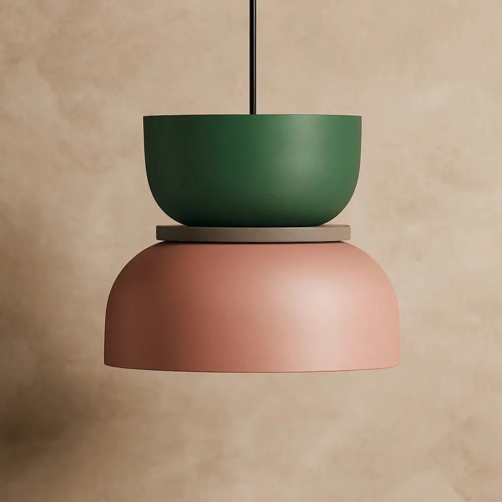 Suspension Luminaire Design - Harmonie Épurée | Novara - Vert / Rose / 22x22cm |   Delvanie