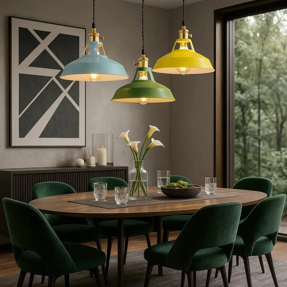 Suspension Luminaire Industriel - Éclat Rétro Pastel | Luminor -  |   Delvanie