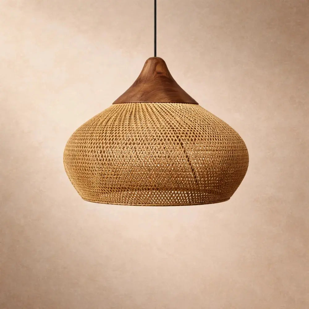 Suspension Luminaire Rotin - Halo Tressé Bohème | Orivane -  |   Delvanie