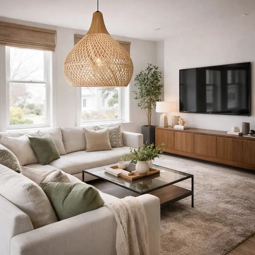 Suspension Luminaire Rotin - Halo Tressé Bohème | Orivane -  |   Delvanie