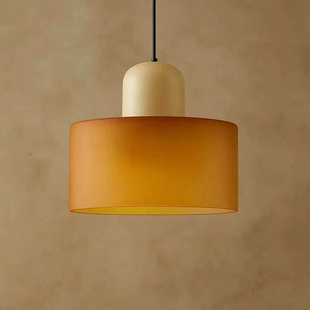 Suspension Luminaire en Verre - Élégance Contemporaine | GlassAura - Orange / Beige |   Delvanie