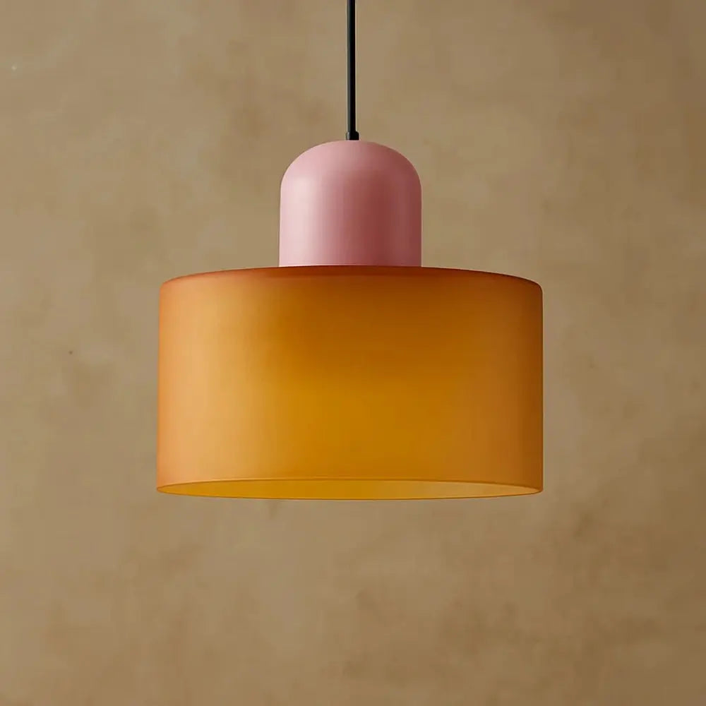 Suspension Luminaire en Verre - Élégance Contemporaine | GlassAura - Orange / Rose |   Delvanie