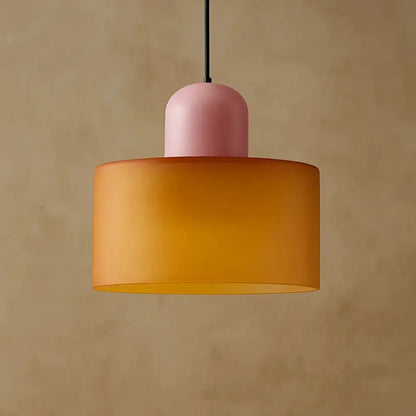 Suspension Luminaire en Verre - Élégance Contemporaine | GlassAura - Orange / Rose |   Delvanie