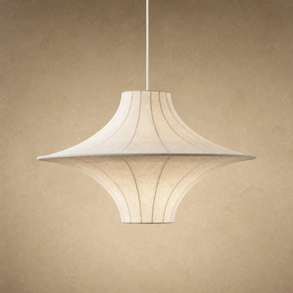 Suspension wabi sabi en tissu écru, double corolle à large bord plat, Ø 60 cm | Delvanie