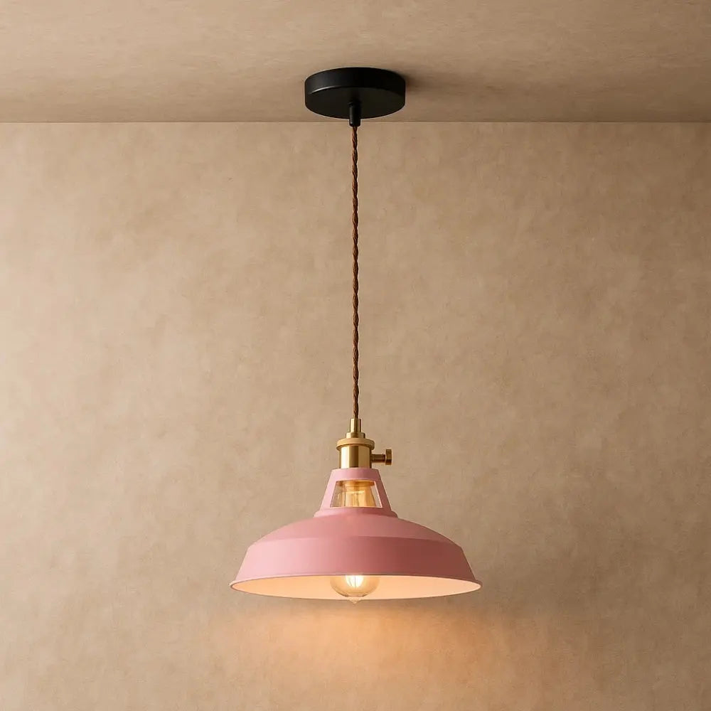 Suspension Luminaire Industriel - Éclat Rétro Pastel | Luminor - Rose |   Delvanie
