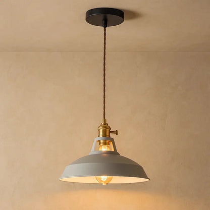 Suspension Luminaire Industriel - Éclat Rétro Pastel | Luminor - Gris clair |   Delvanie