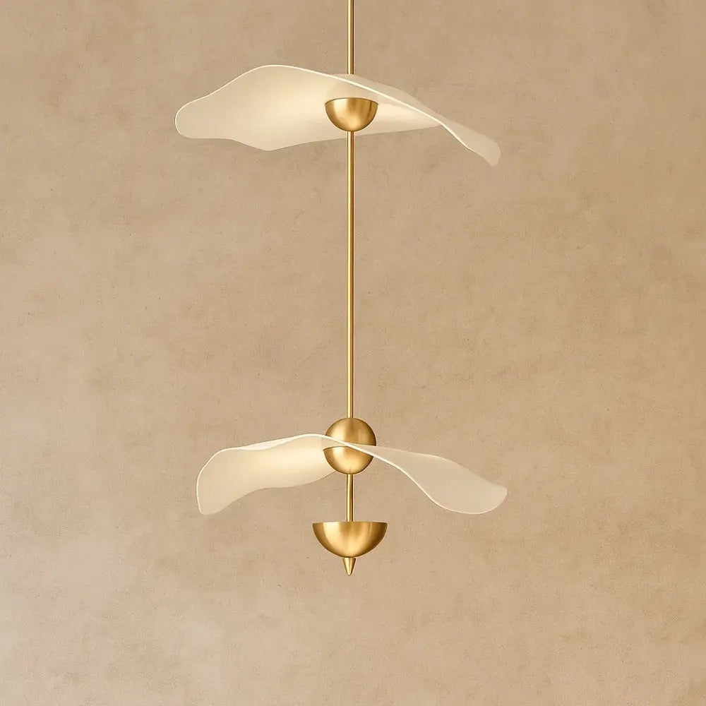Luminaire Suspension Design Italien - Pétales Lotus Aériens | Fiorenya - Têtes doubles / Blanc froid |   Delvanie