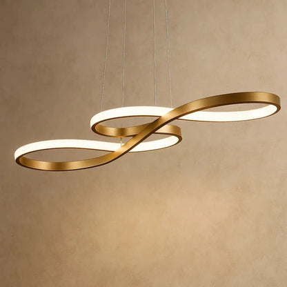 Luminaire Suspension Salle À Manger - Ruban Lumineux Aérien | Solayne - 92 CM / Lumière 3 couleurs avec télécommande / Or |   Delvanie