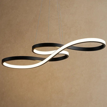 Luminaire Suspension Salle À Manger - Ruban Lumineux Aérien | Solayne - 92 CM / Lumière 3 couleurs avec télécommande / Noi |   Delvanie