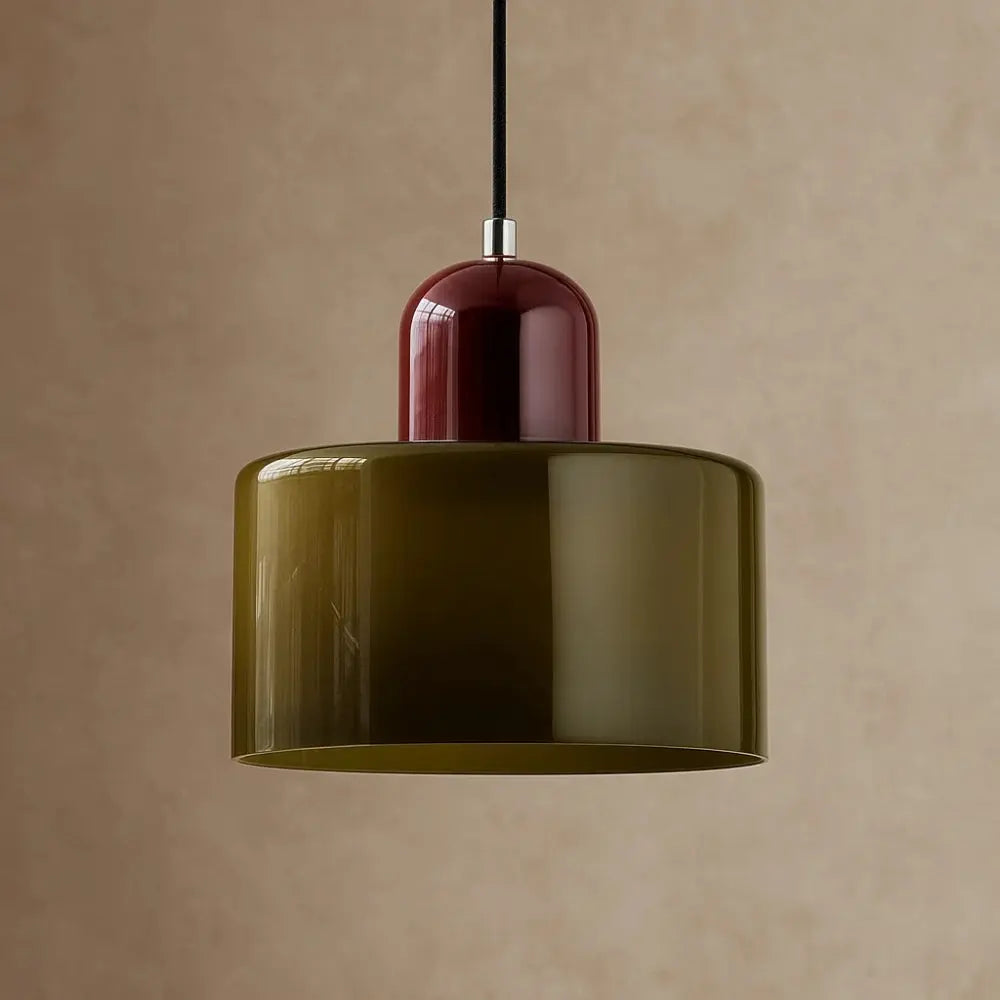 Suspension Luminaire en Verre - Élégance Contemporaine | GlassAura - Vert foncé / Bordeau |   Delvanie