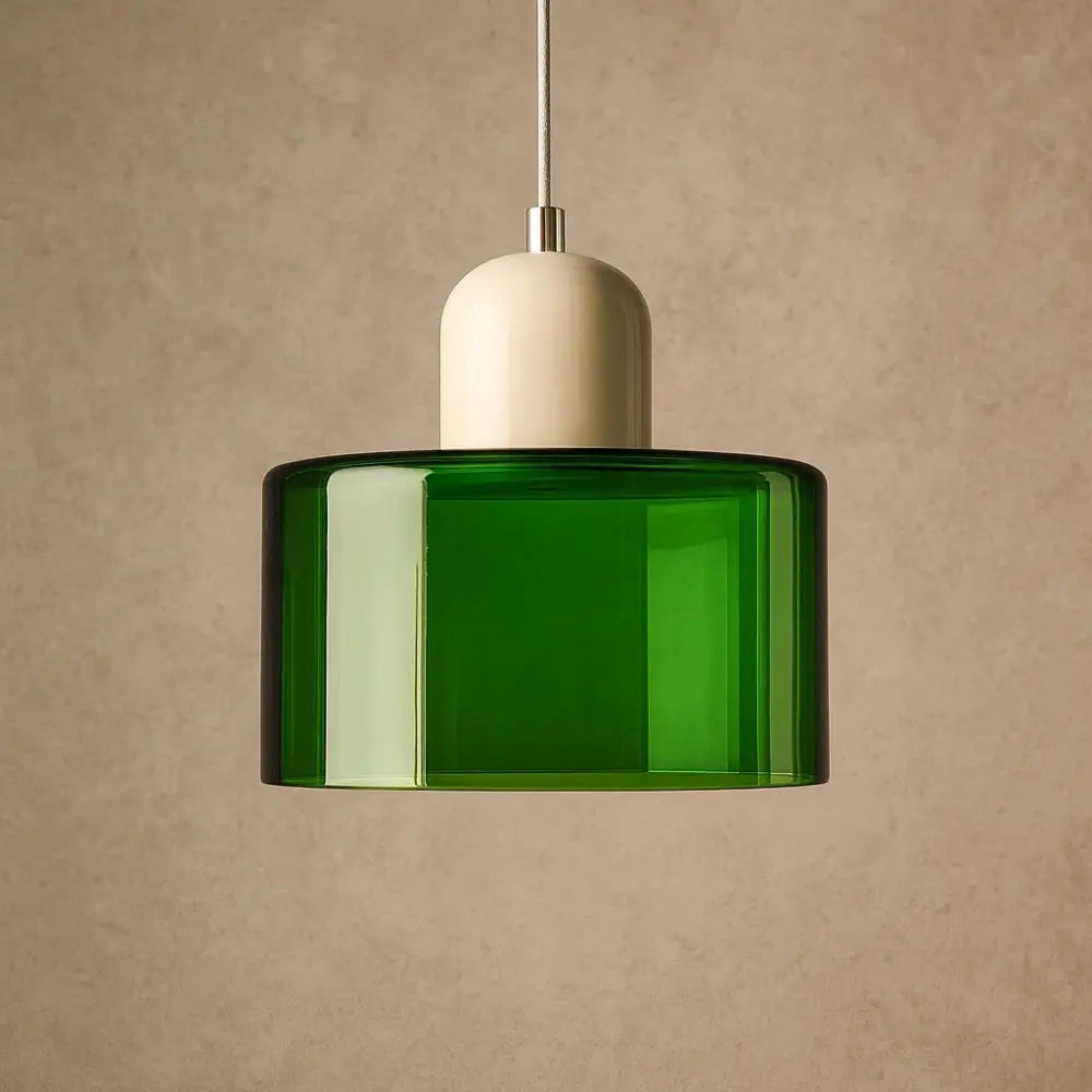 Suspension Luminaire en Verre - Élégance Contemporaine | GlassAura - Vert / Beige |   Delvanie