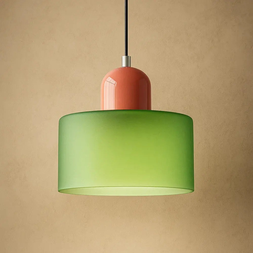 Suspension Luminaire en Verre - Élégance Contemporaine | GlassAura - Vert clair / Rose |   Delvanie
