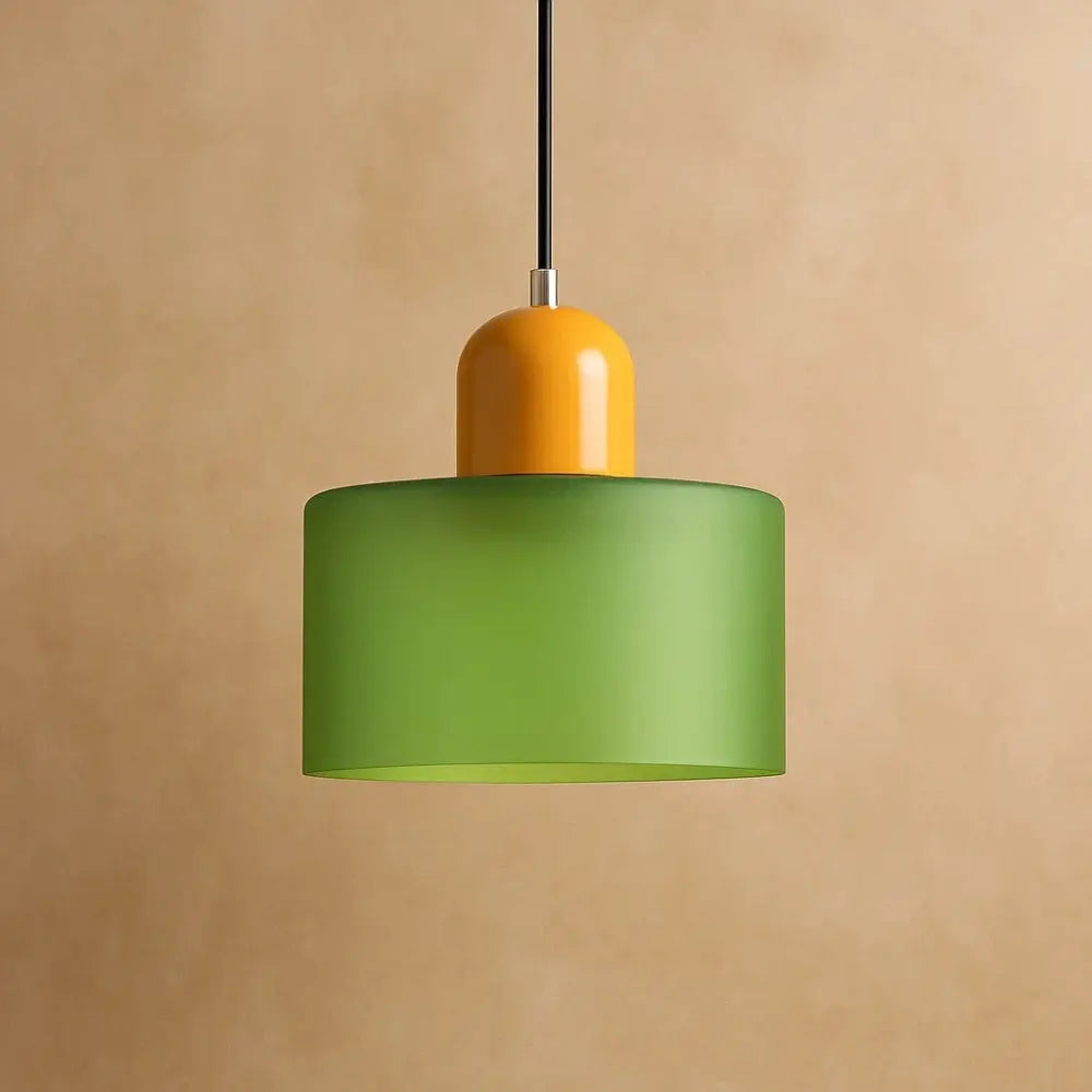 Suspension Luminaire en Verre - Élégance Contemporaine | GlassAura - Vert clair / Jaune |   Delvanie