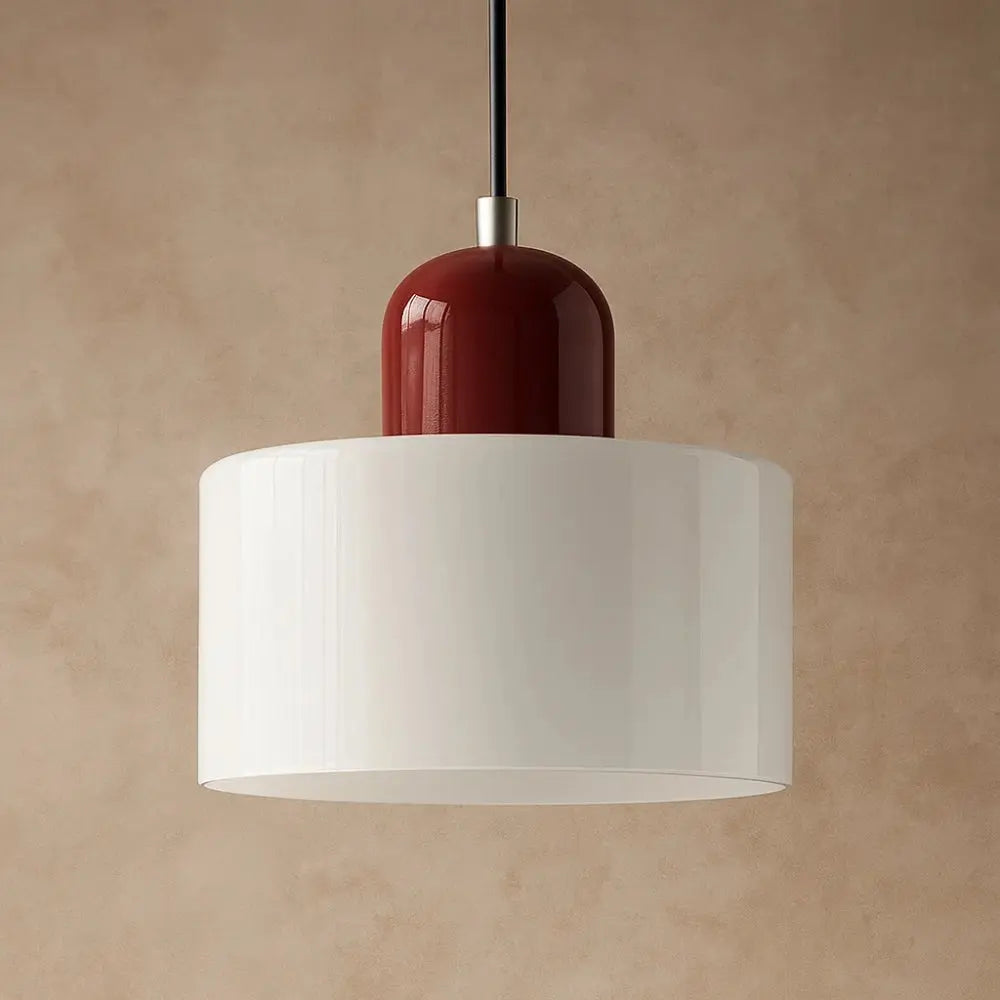 Suspension Luminaire en Verre - Élégance Contemporaine | GlassAura - Blanc / Bordeau |   Delvanie